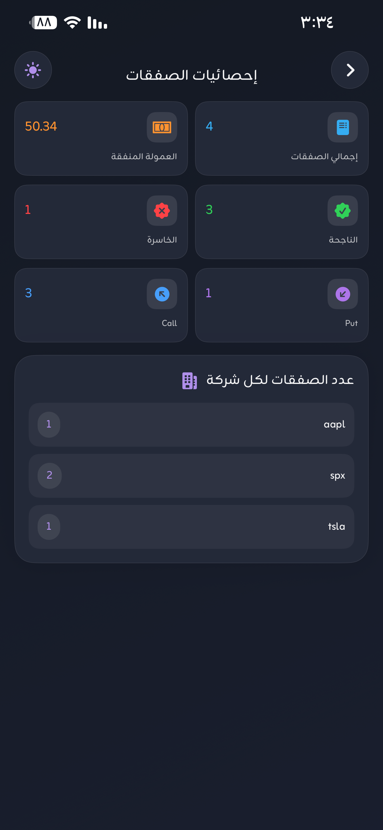 واجهة الأداء الداكنة