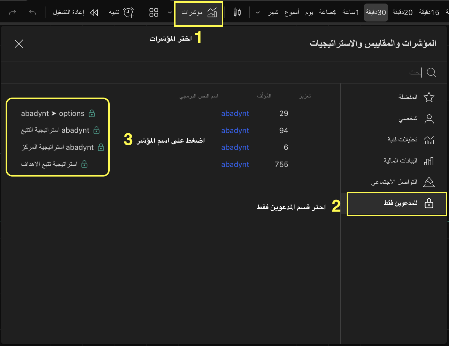 واجهة المؤشر الرئيسية